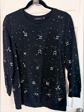#85 Black Zodiac Constellation Sweatshirt with Silver sparkle Accents